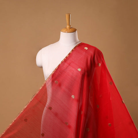 Handloom zari buti chanderi silk fabric 32 - handcrafted