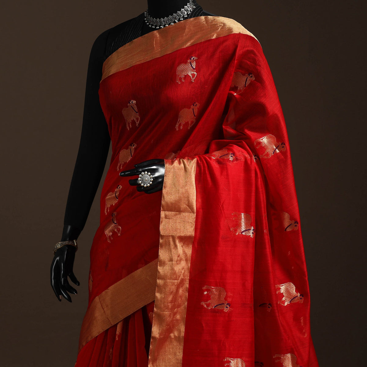 Handloom zari work chanderi silk saree 01 - handcrafted