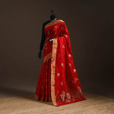Handloom zari work chanderi silk saree 01 - handcrafted