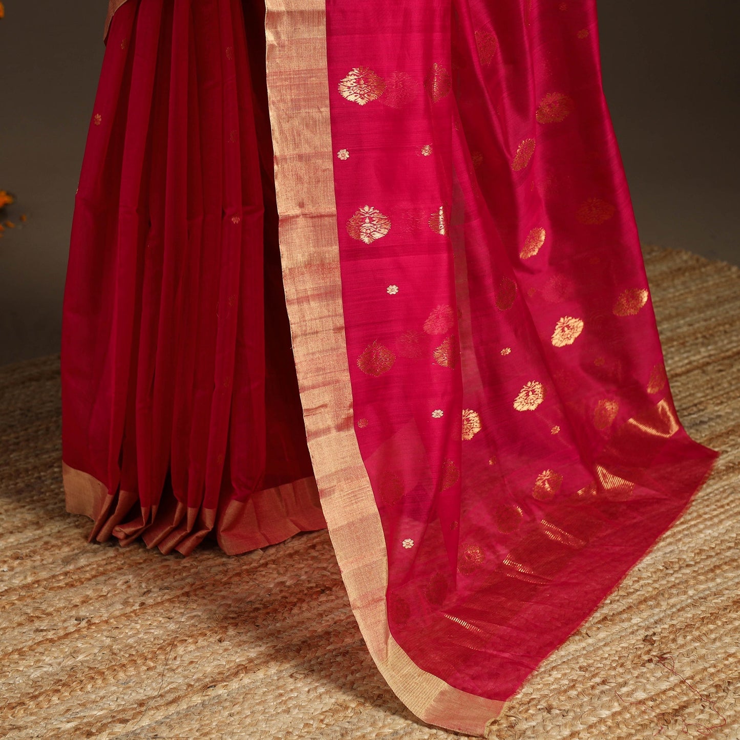 Handloom zari work chanderi silk saree 13 - handcrafted