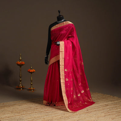 Handloom zari work chanderi silk saree 13 - handcrafted