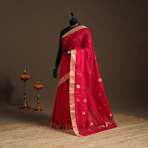 Handloom zari work chanderi silk saree 14 - handcrafted