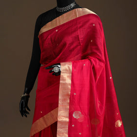 Handloom zari work chanderi silk saree 14 - handcrafted