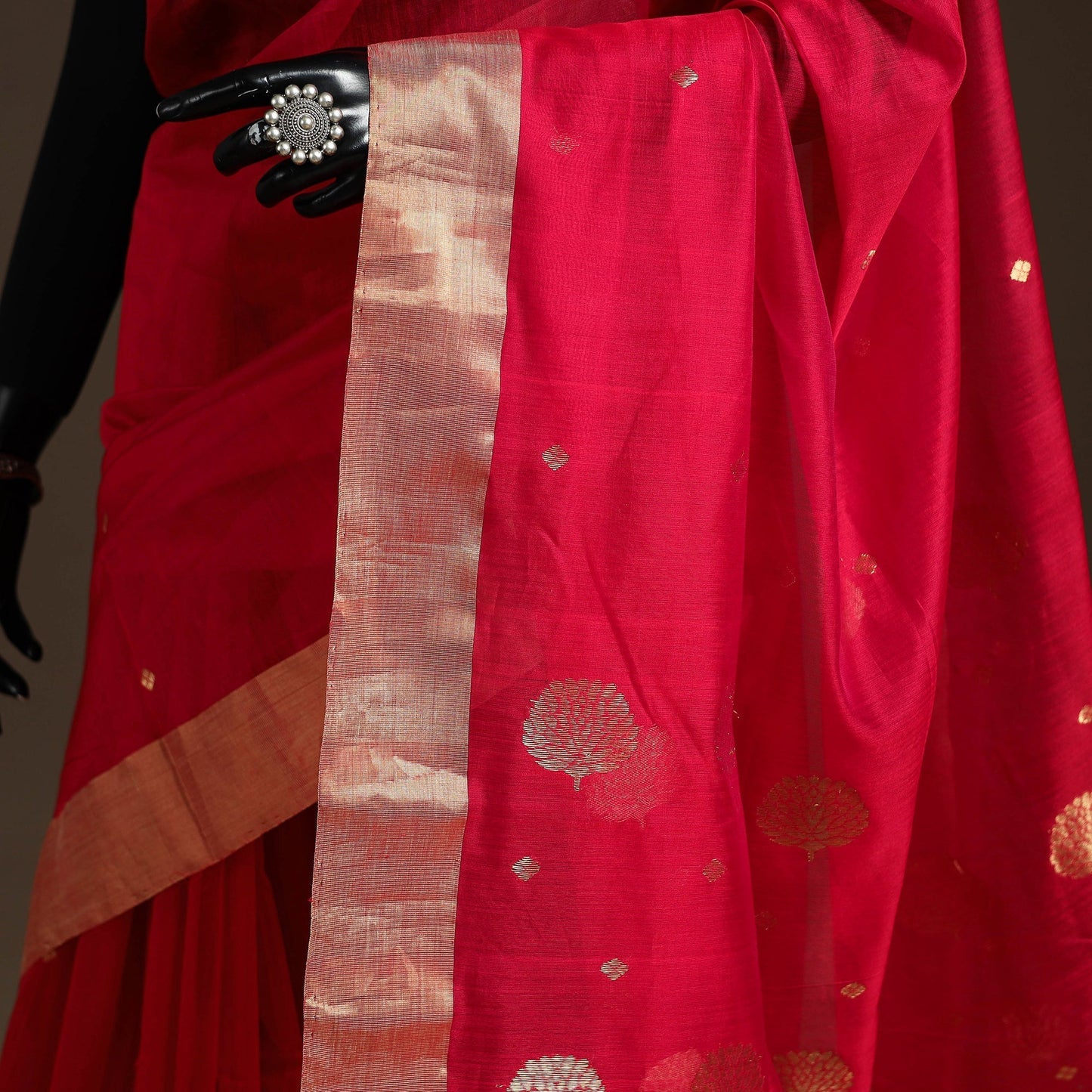 Handloom zari work chanderi silk saree 14 - handcrafted