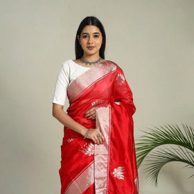  Red Handloom Zari Work Chanderi Silk Saree
