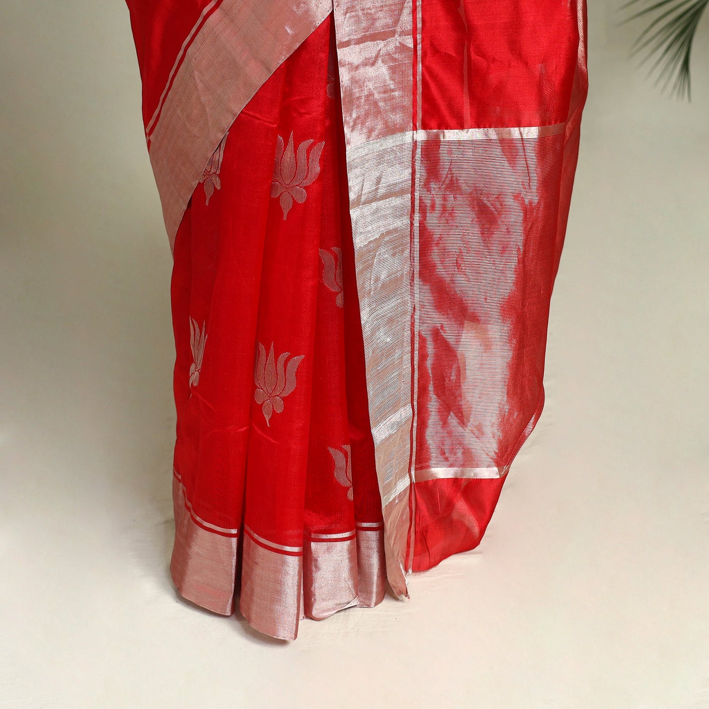  Red Handloom Zari Work Chanderi Silk Saree