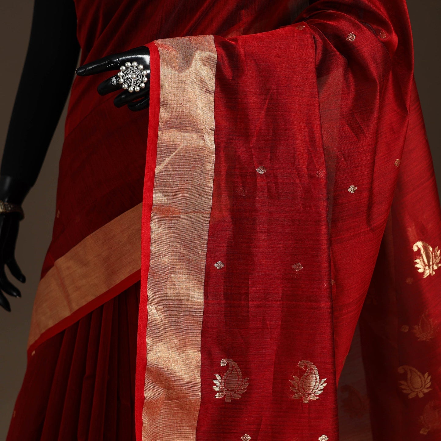 Handloom zari work chanderi silk saree 19 - handcrafted