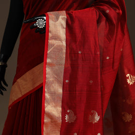 Handloom zari work chanderi silk saree 19 - handcrafted