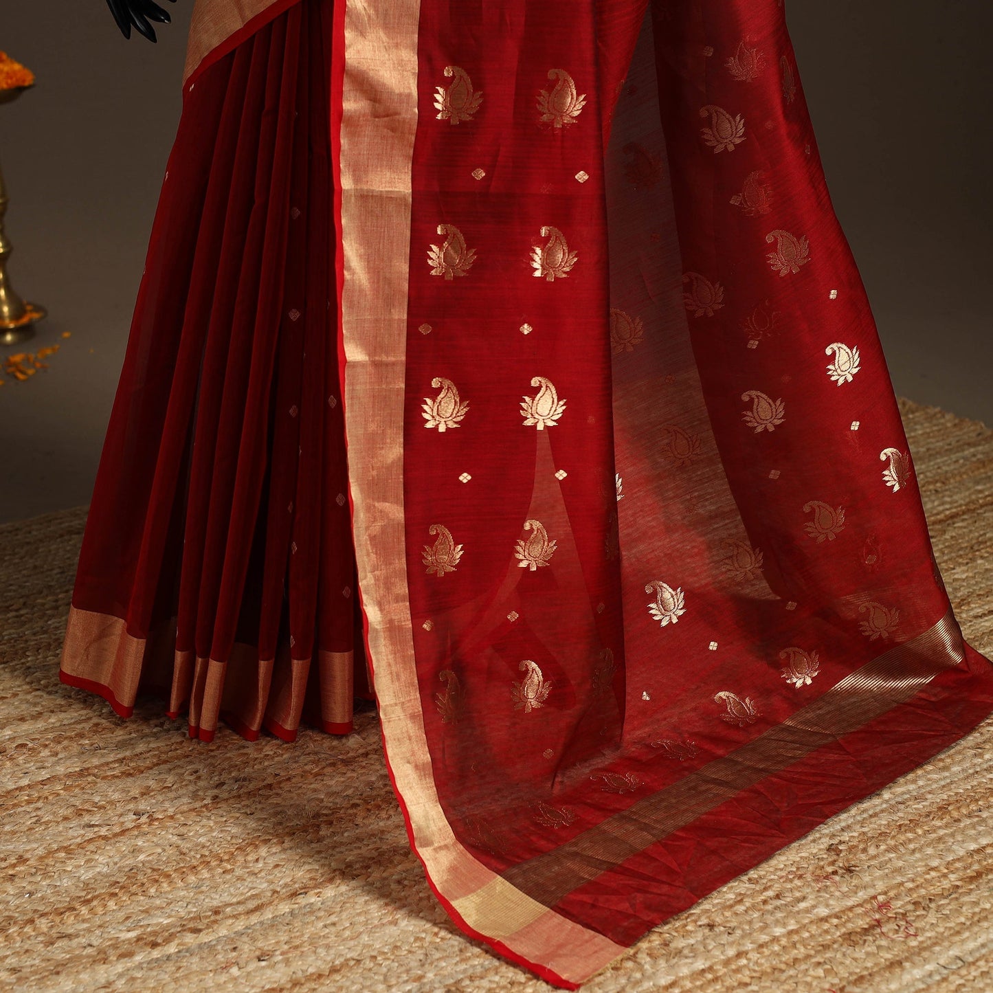 Handloom zari work chanderi silk saree 19 - handcrafted