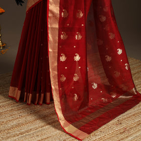 Handloom zari work chanderi silk saree 19 - handcrafted