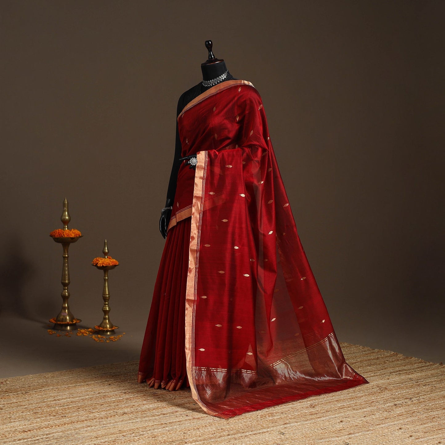 Handloom zari work chanderi silk saree 25 - handcrafted