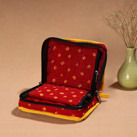 Red Handmade 4 Pockets Cotton Jewellery Bag