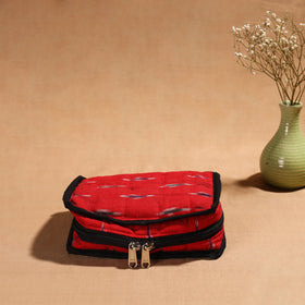 Red Handmade 4 Pockets Cotton Jewellery Bag