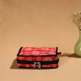 Red Handmade Cotton Jewelry Bag - 4 Pockets | iTokri