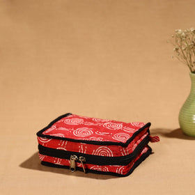 Red Handmade Cotton Jewelry Bag - 4 Pockets | iTokri