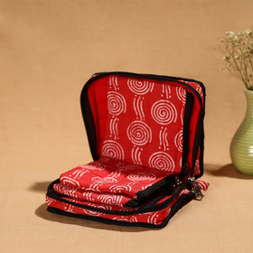Red Handmade Cotton Jewelry Bag - 4 Pockets | iTokri