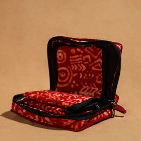 Red Handmade 4 Pockets Cotton Jewelry Bag 08 