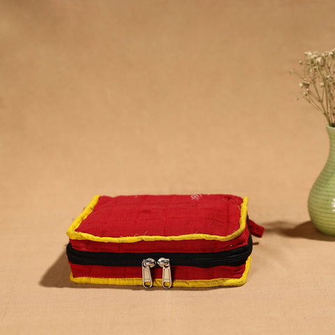 Red Handmade Cotton Jewelry Bag - 4 Pockets | iTokri