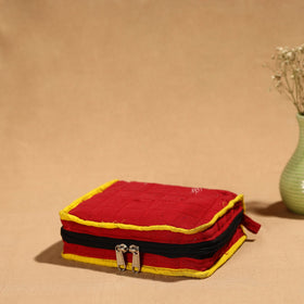 Red Handmade Cotton Jewelry Bag - 4 Pockets | iTokri