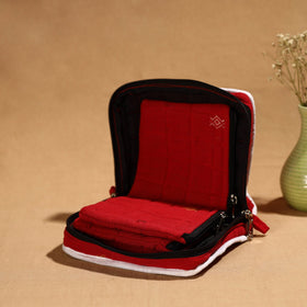 Red Handmade Cotton Jewelry Bag - 4 Pockets | iTokri