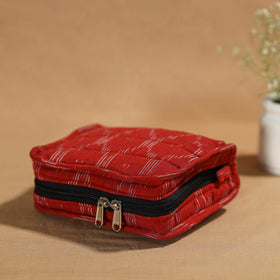 Red Handmade 4 Pockets Cotton Jewelry Bag 31