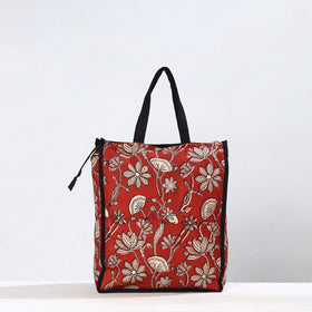 Red Handmade Bagru Block Printed Cotton Shopping Bag 03