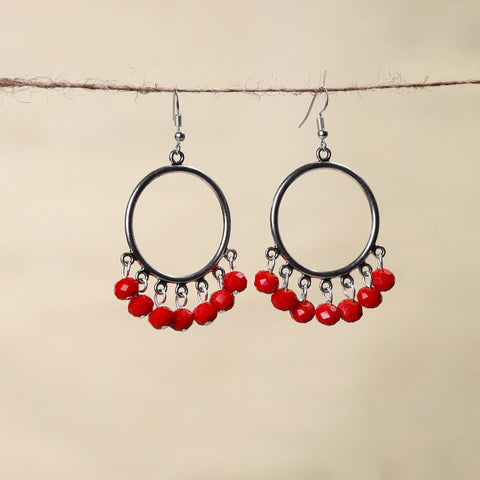 Red - handmade beaded earrings 01 - handcrafted