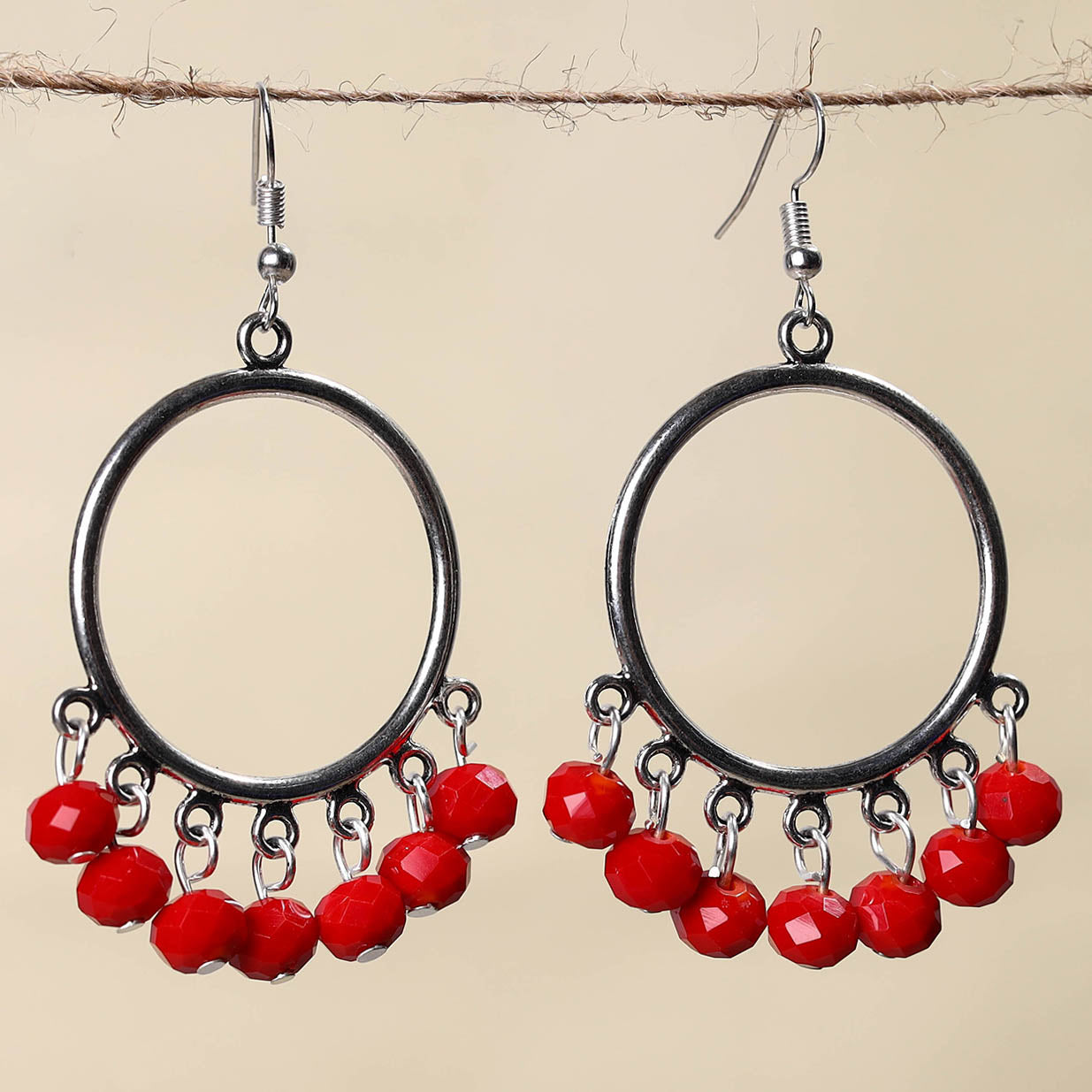 Red - handmade beaded earrings 01 - handcrafted
