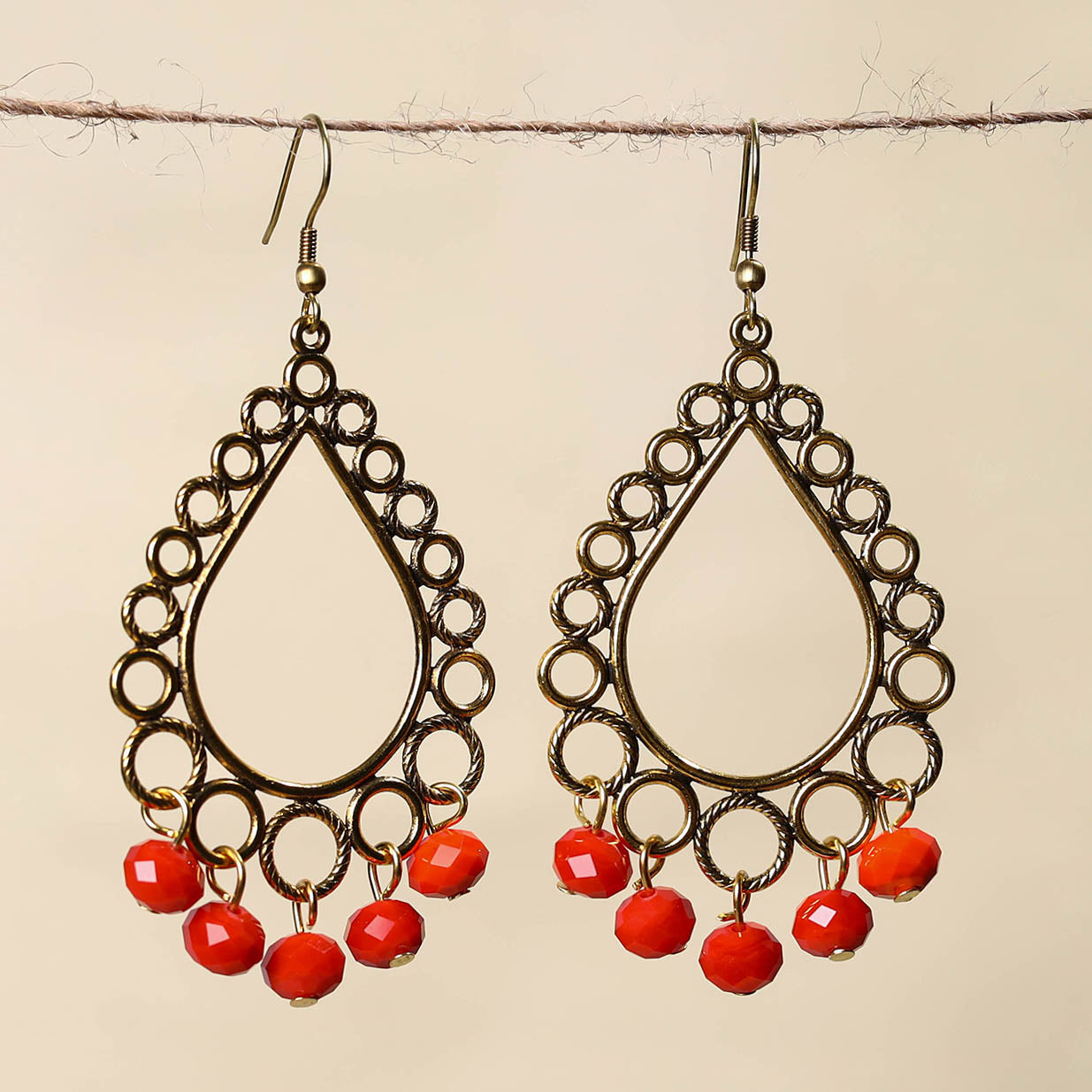 Red - handmade beaded earrings 11 - handcrafted