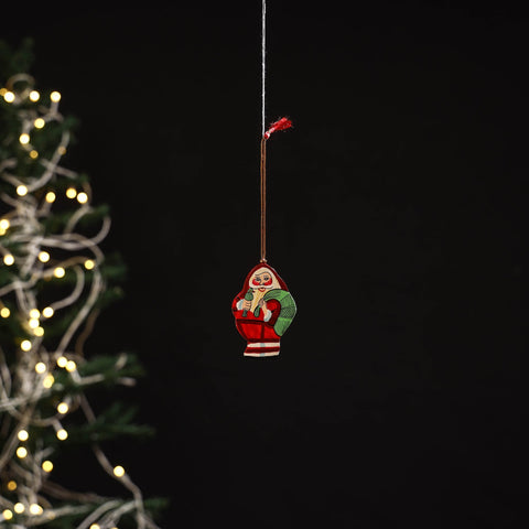 Handmade christmas ornament santa hanging 01 - handcrafted