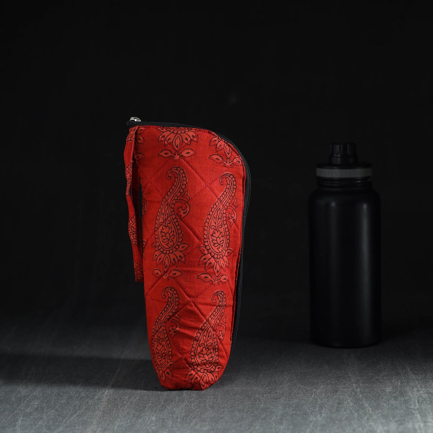 Red Handmade Cotton 1L Water Bottle Cover