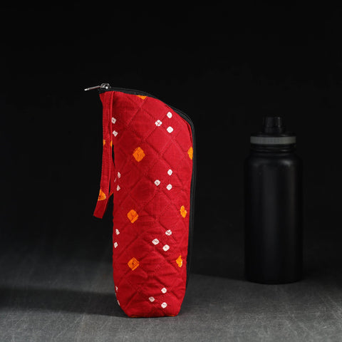Red Handmade Cotton 1L Water Bottle Cover