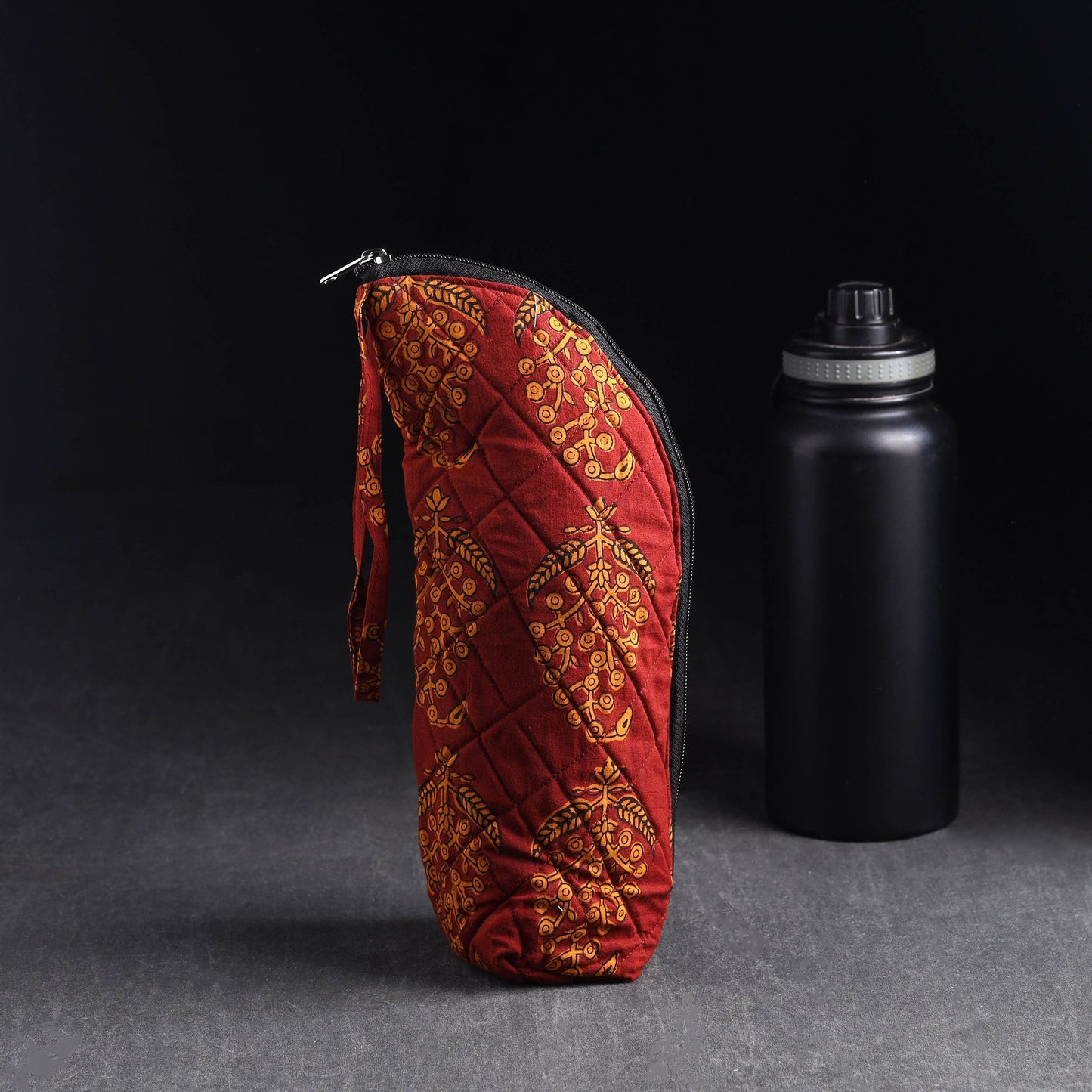 Red Handmade Cotton 1L Water Bottle Cover