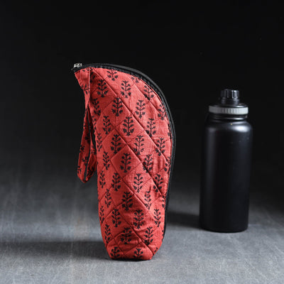 Red Handmade Cotton 1L Water Bottle Cover