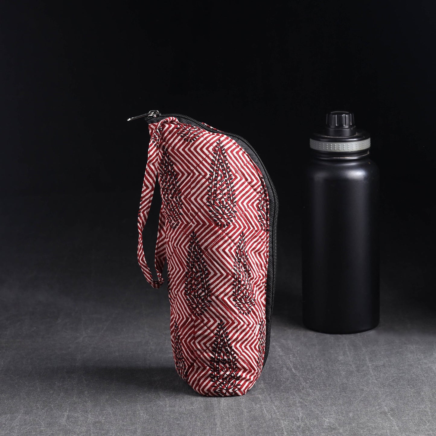 Red Handmade Cotton 1L Water Bottle Cover