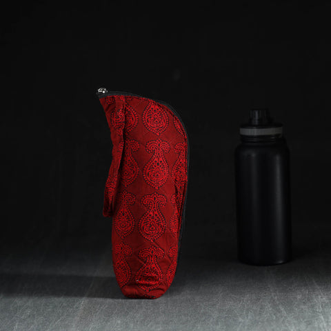 Red Handmade Cotton 1L Water Bottle Cover
