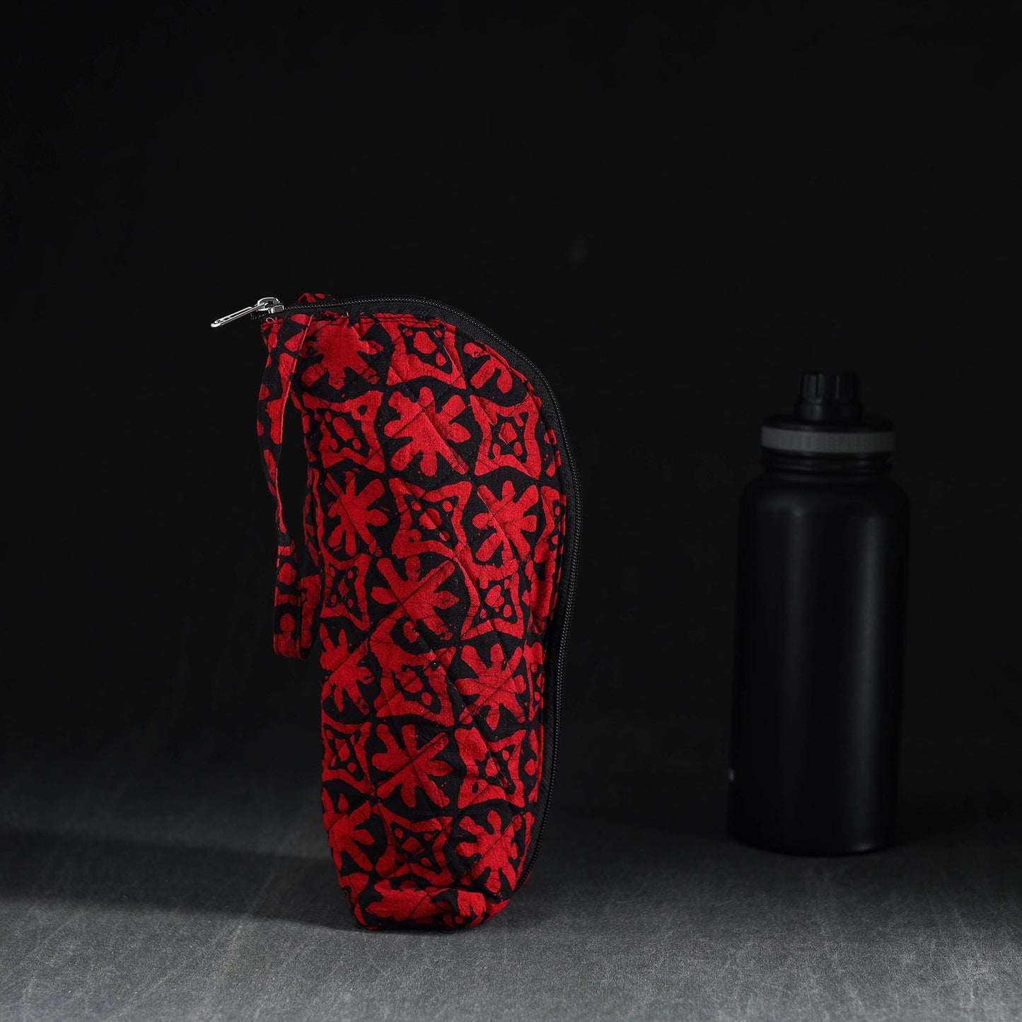 Red Handmade Cotton 1L Water Bottle Cover
