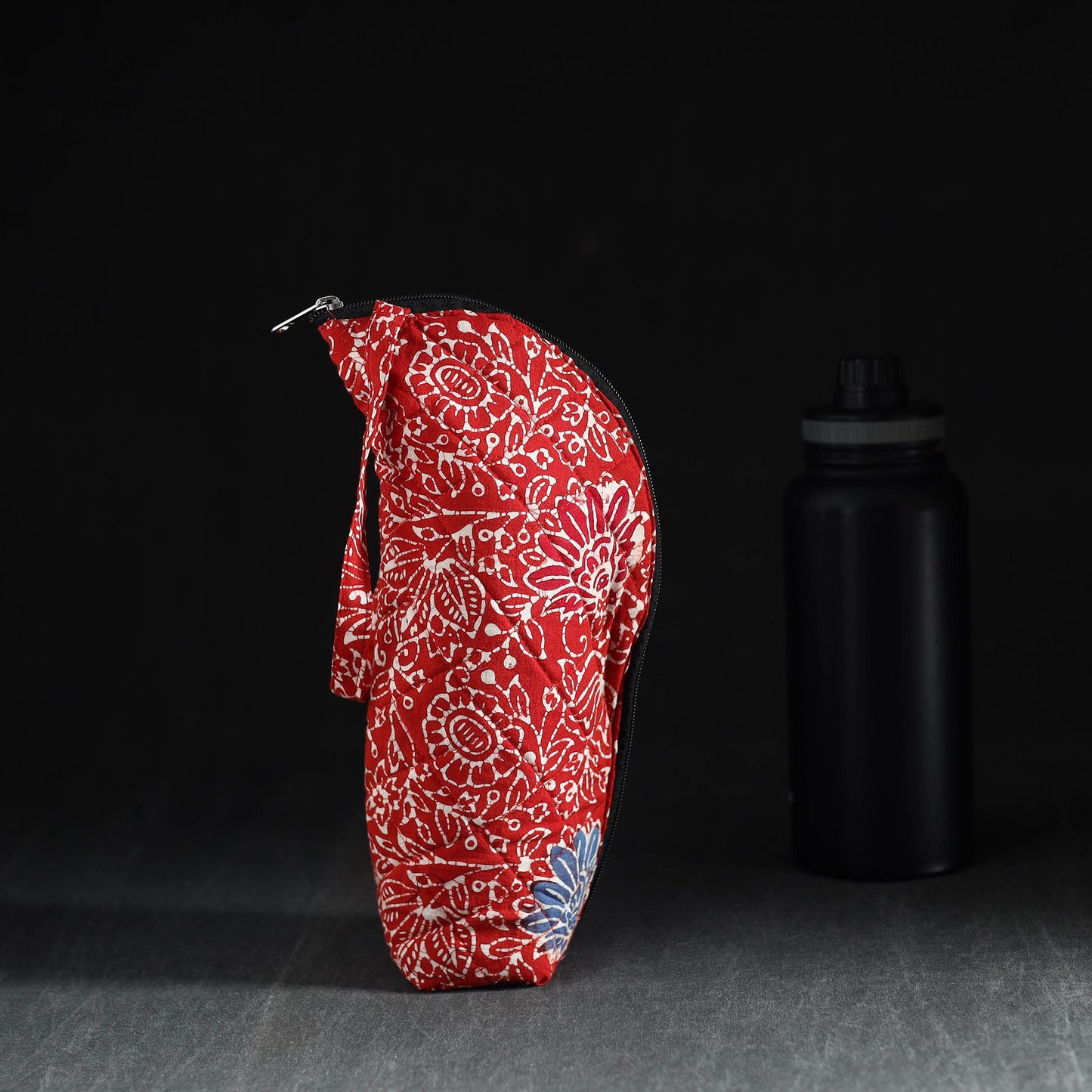 Red Handmade Cotton 1L Water Bottle Cover