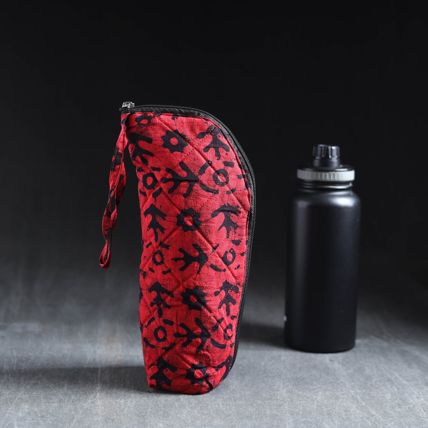 Red Handmade Cotton 1L Water Bottle Cover