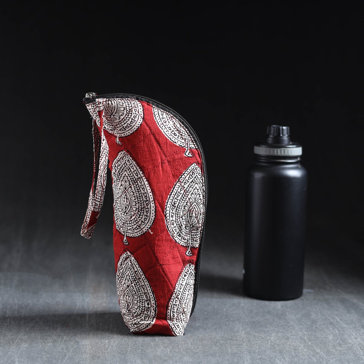 Red Handmade Cotton 1L Water Bottle Cover