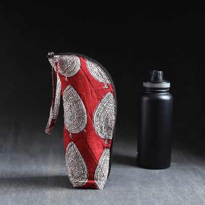 Red Handmade Cotton 1L Water Bottle Cover
