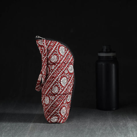 Red Handmade Cotton 1L Water Bottle Cover