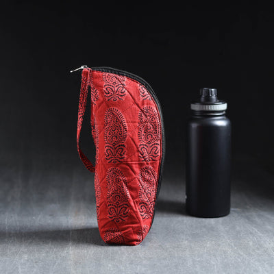 Red Handmade Cotton 1L Water Bottle Cover
