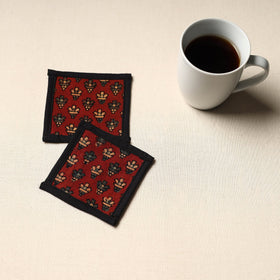 Red Handmade Cotton Coasters (Set of 2)