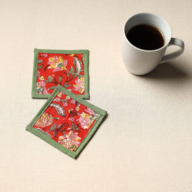 Red Handmade Cotton Coasters (Set of 2)