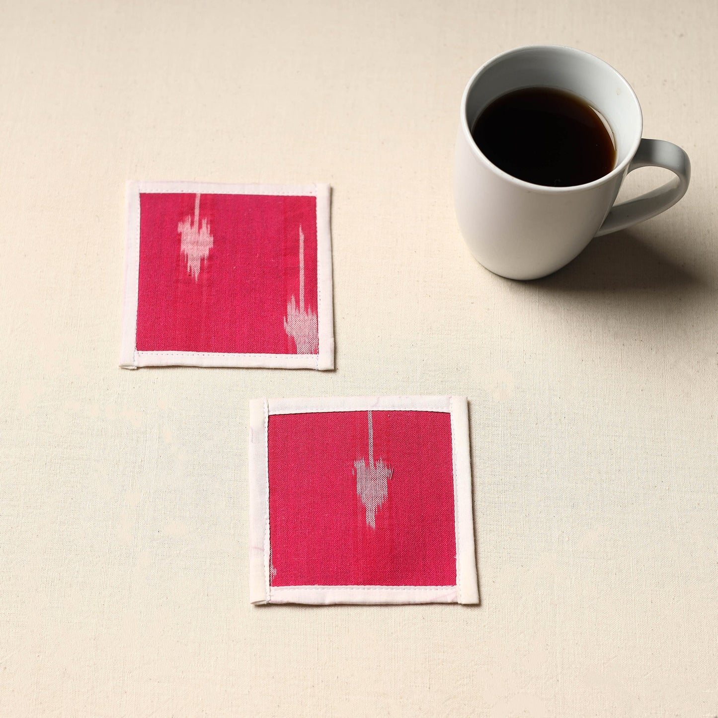 Red Handmade Cotton Coasters (Set of 2)
