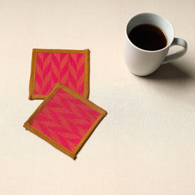 Red Handmade Cotton Coasters (Set of 2)
