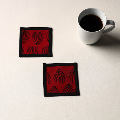 Red Handmade Cotton Coasters (Set of 2)
