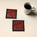 Red Handmade Cotton Coasters (Set of 2)