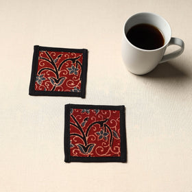 Red Handmade Cotton Coasters (Set of 2)